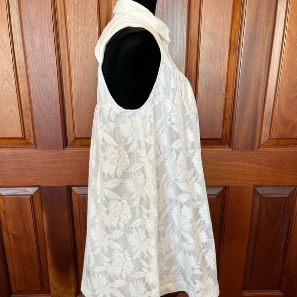 Anthropologie HD in Paris Shirt Swing Dress Size M White Mesh Lace - Picture 4 of 9
